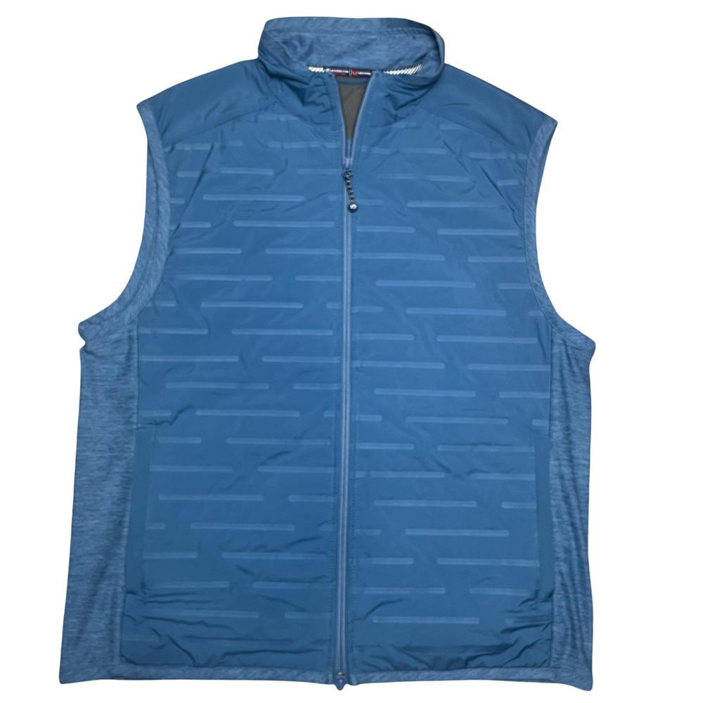 Southern Tide Vest Men Medium Blue Tide to Trail Full Zip Textured Mock Neck - Picture 2 of 10